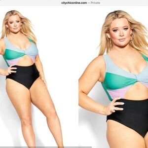 NEWT City Chic Multicolor Cutout One Piece Swimsuit